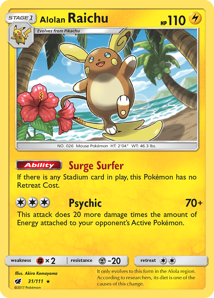 Alolan Raichu (31/111) [Sun & Moon: Crimson Invasion] Pokemon Single Pokémon  | Multizone: Comics And Games