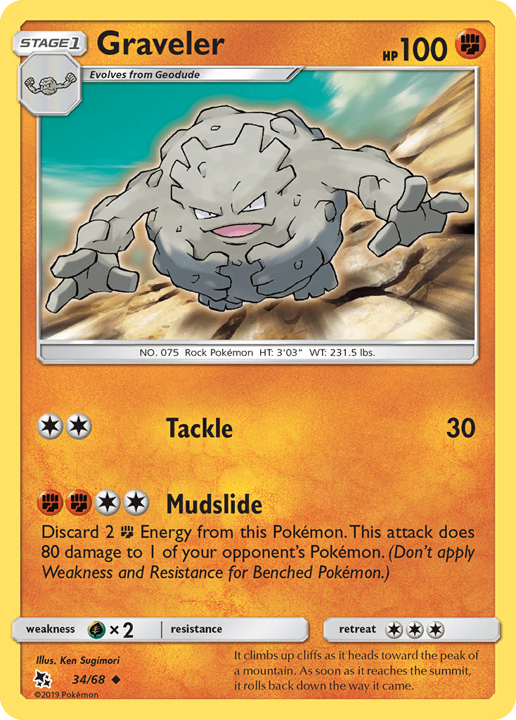 Graveler (34/68) [Sun & Moon: Hidden Fates] Pokemon Single Pokémon  | Multizone: Comics And Games