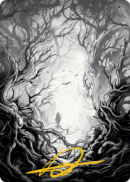 Forest 1 Art Card (Gold-Stamped Signature) [Innistrad: Midnight Hunt Art Series] MTG Single Magic: The Gathering  | Multizone: Comics And Games