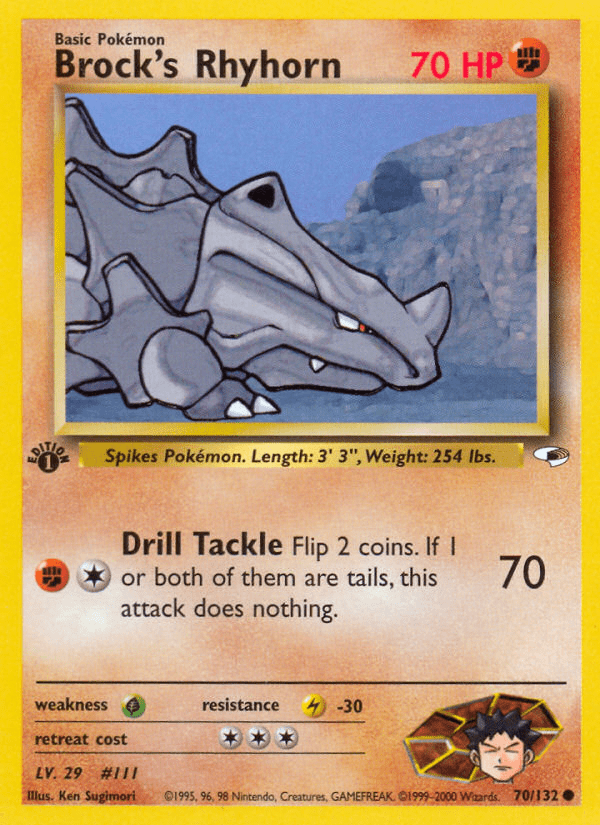 Brock's Rhyhorn (70/132) [Gym Heroes 1st Edition] Pokemon Single Pokémon  | Multizone: Comics And Games