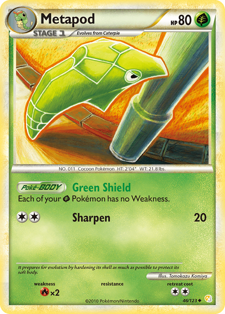 Metapod (46/123) [HeartGold & SoulSilver: Base Set] Pokemon Single Pokémon  | Multizone: Comics And Games