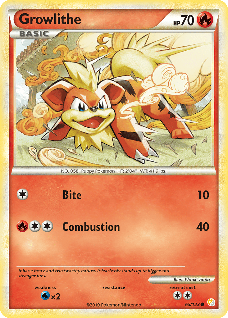 Growlithe (65/123) [HeartGold & SoulSilver: Base Set] Pokemon Single Pokémon  | Multizone: Comics And Games