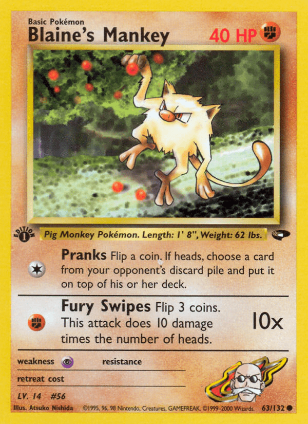 Blaine's Mankey (63/132) [Gym Challenge 1st Edition] Pokemon Single Pokémon  | Multizone: Comics And Games