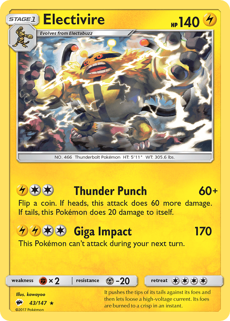 Electivire (43/147) [Sun & Moon: Burning Shadows] Pokemon Single Pokémon  | Multizone: Comics And Games