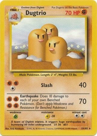 Dugtrio (19/102) [Base Set Unlimited] Pokemon Single Pokémon  | Multizone: Comics And Games