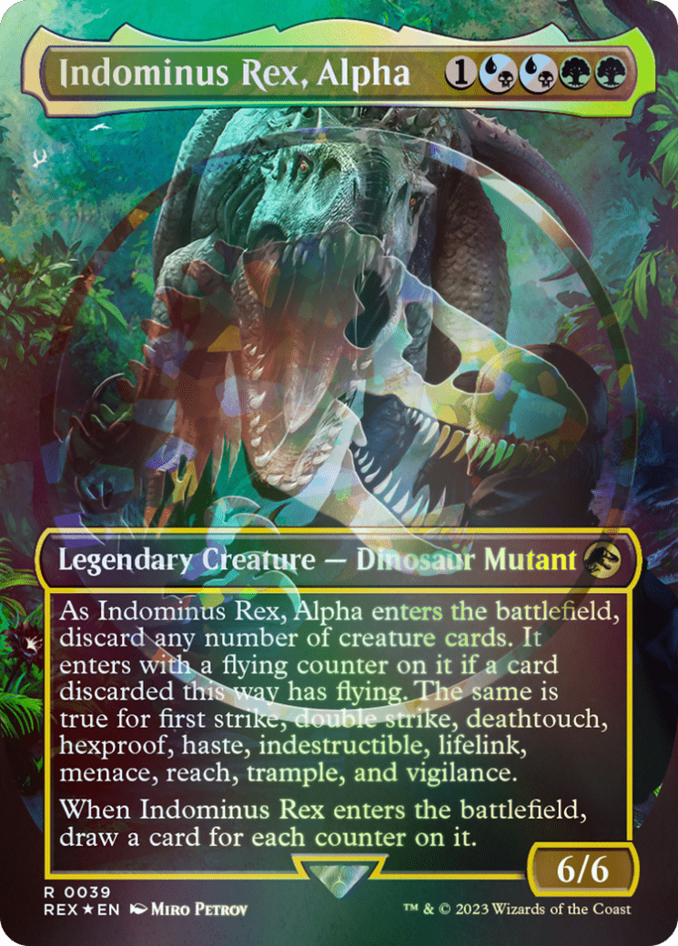 Indominus Rex, Alpha Emblem (Borderless) [Jurassic World Collection Tokens] MTG Single Magic: The Gathering  | Multizone: Comics And Games
