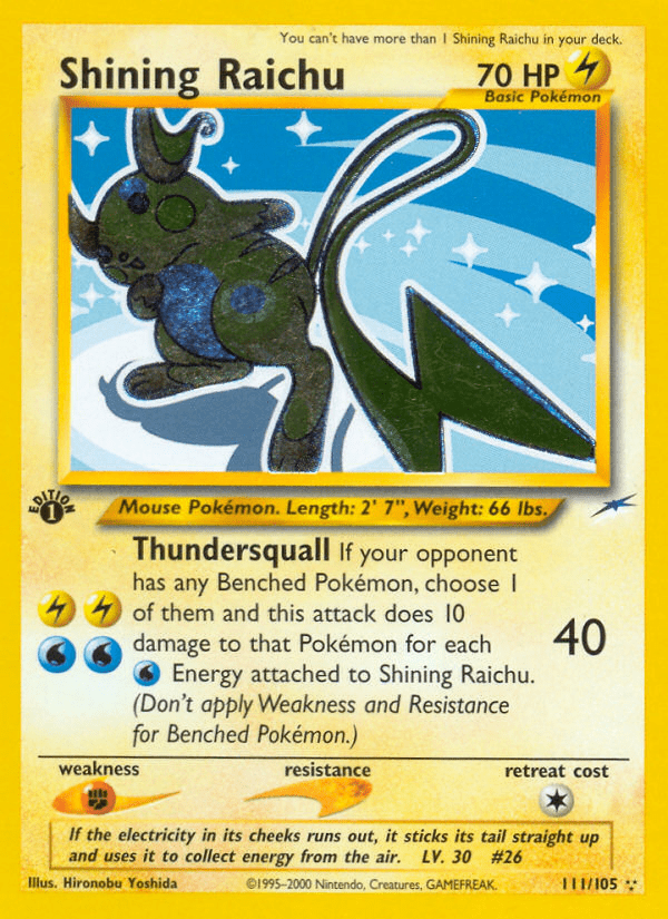 Shining Raichu (111/105) [Neo Destiny 1st Edition] Pokemon Single Pokémon  | Multizone: Comics And Games