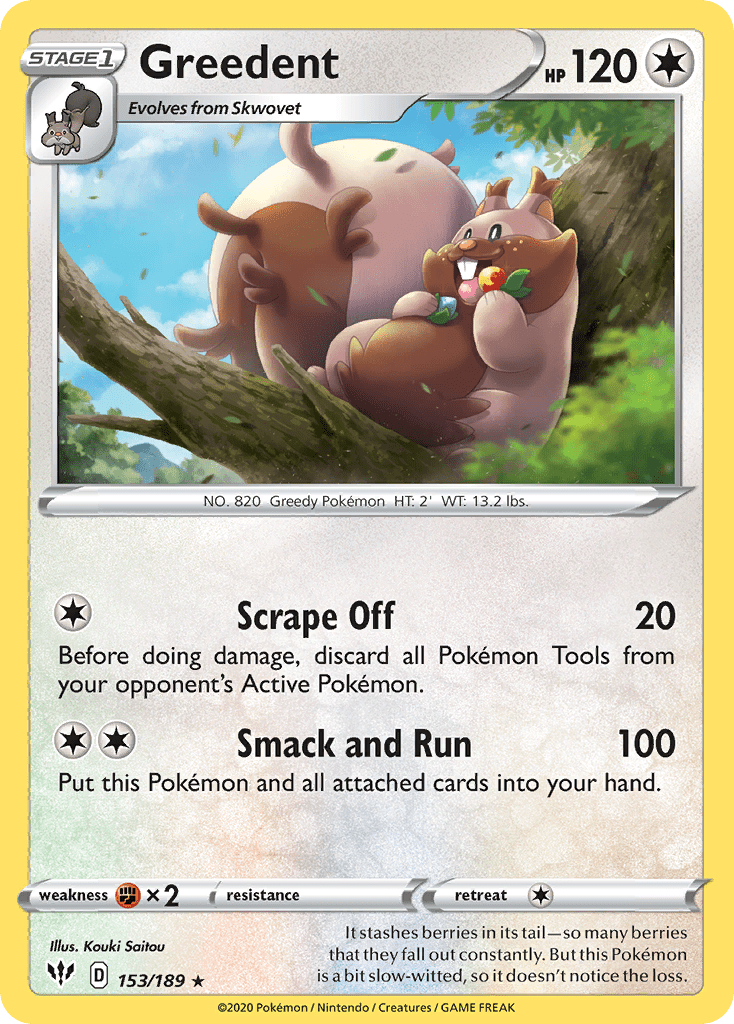 Greedent (153/189) [Sword & Shield: Darkness Ablaze] Pokemon Single Pokémon  | Multizone: Comics And Games