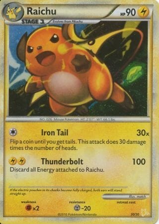 Raichu (30/30) [HeartGold & SoulSilver: Trainer Kit - Raichu] Pokemon Single Pokémon  | Multizone: Comics And Games