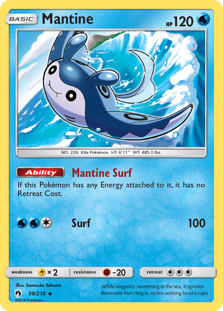 Mantine (58/214) [Sun & Moon: Lost Thunder] Pokemon Single Pokémon  | Multizone: Comics And Games