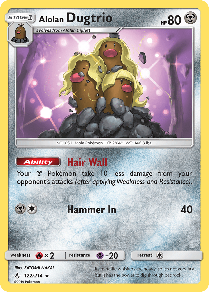 Alolan Dugtrio (122/214) [Sun & Moon: Unbroken Bonds] Pokemon Single Pokémon  | Multizone: Comics And Games