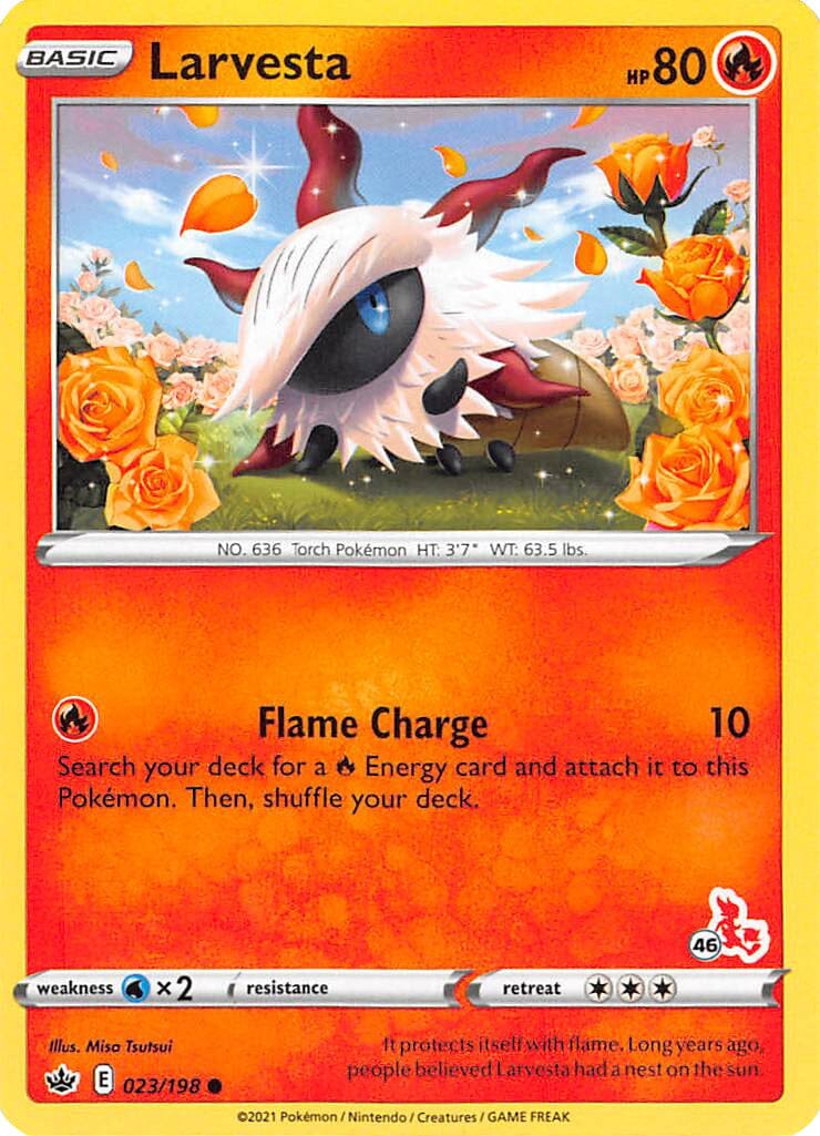 Larvesta (23/198) (Cinderace Stamp #46) [Battle Academy 2022] Pokemon Single Pokémon  | Multizone: Comics And Games