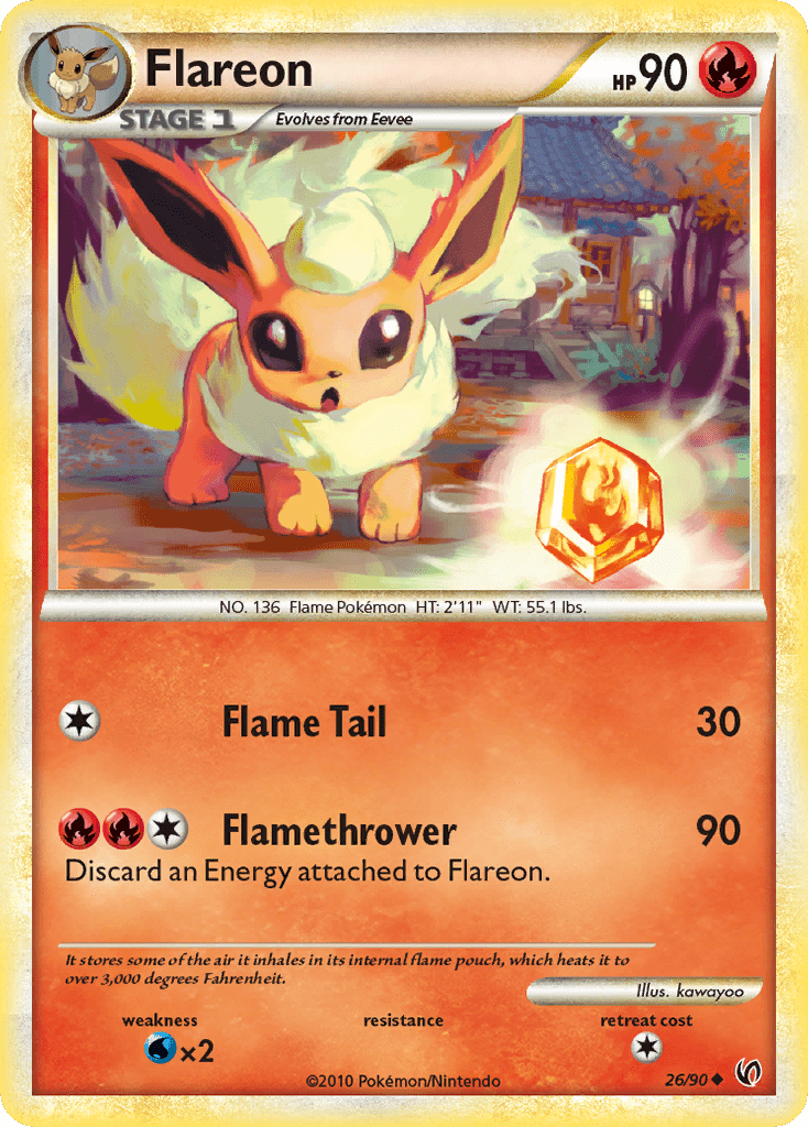 Flareon (26/90) [HeartGold & SoulSilver: Undaunted] Pokemon Single Pokémon  | Multizone: Comics And Games