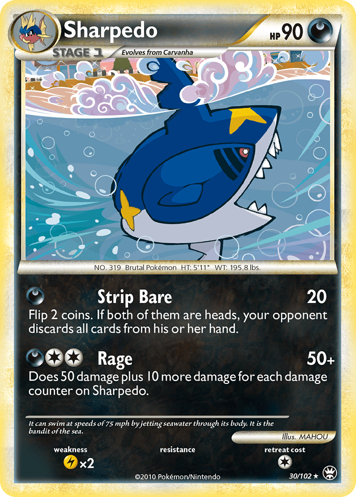 Sharpedo (30/102) [HeartGold & SoulSilver: Triumphant] Pokemon Single Pokémon  | Multizone: Comics And Games