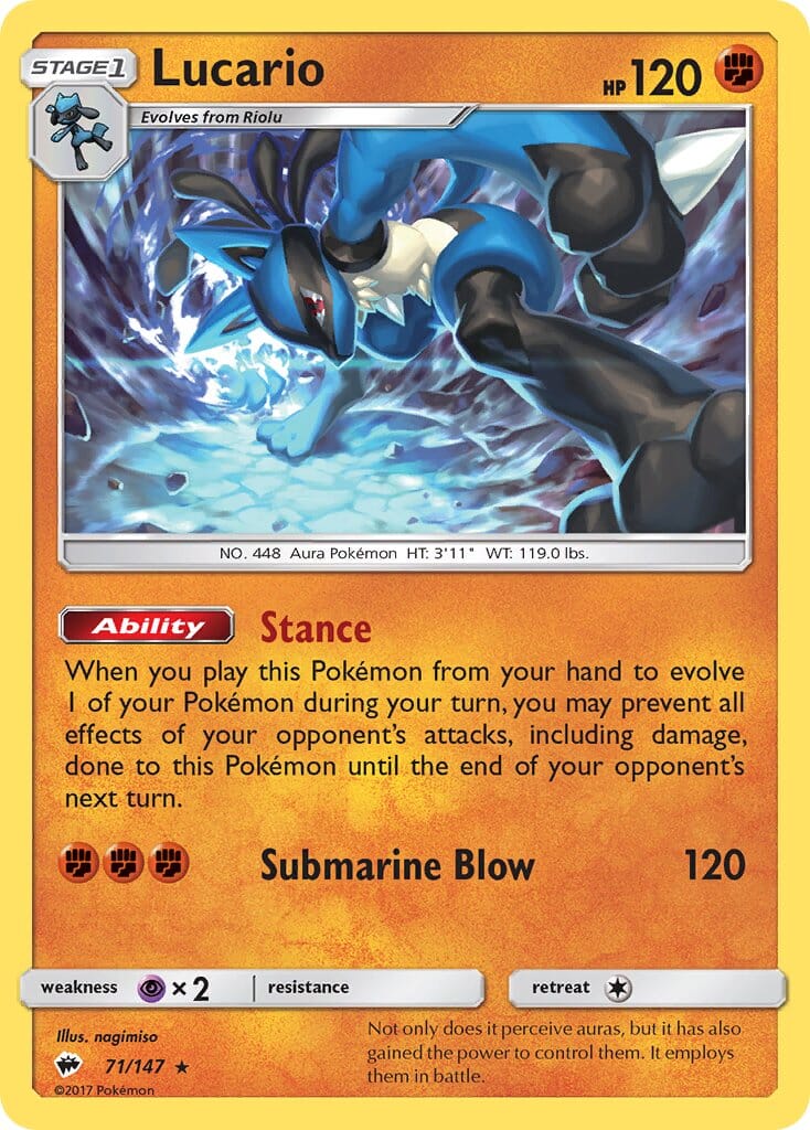 Lucario (71/147) (Theme Deck Exclusive) [Sun & Moon: Burning Shadows] Pokemon Single Pokémon  | Multizone: Comics And Games