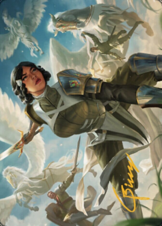 Resolute Reinforcements Art (Gold-Stamped Signature) [Dominaria United Art Series] MTG Single Magic: The Gathering  | Multizone: Comics And Games