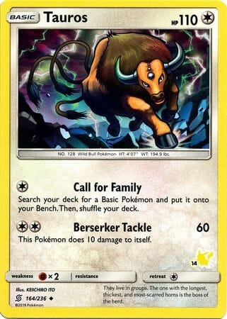 Tauros (164/236) (Pikachu Stamp #14) [Battle Academy 2020] Pokemon Single Pokémon  | Multizone: Comics And Games