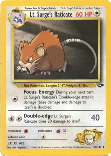 Lt. Surge's Raticate (53/132) [Gym Challenge Unlimited] Pokemon Single Pokémon  | Multizone: Comics And Games