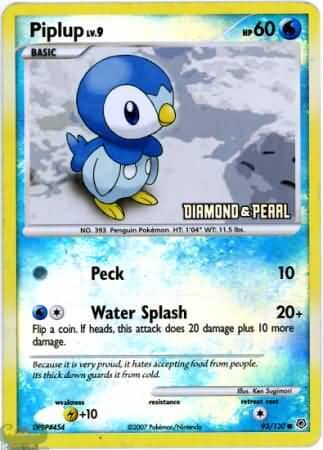 Piplup (93/130) [Burger King Promos: 2008 Collection] Pokemon Single Pokémon  | Multizone: Comics And Games