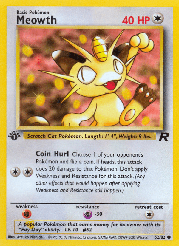 Meowth (62/82) [Team Rocket 1st Edition] Pokemon Single Pokémon  | Multizone: Comics And Games
