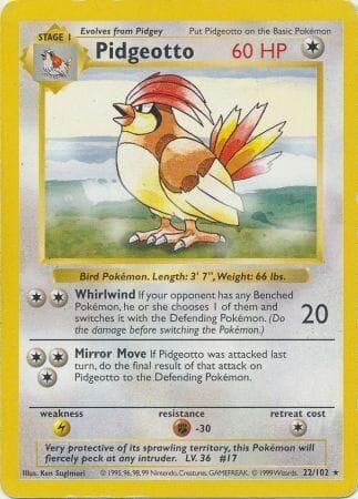 Pidgeotto (22/102) [Base Set Shadowless Unlimited] Pokemon Single Pokémon  | Multizone: Comics And Games
