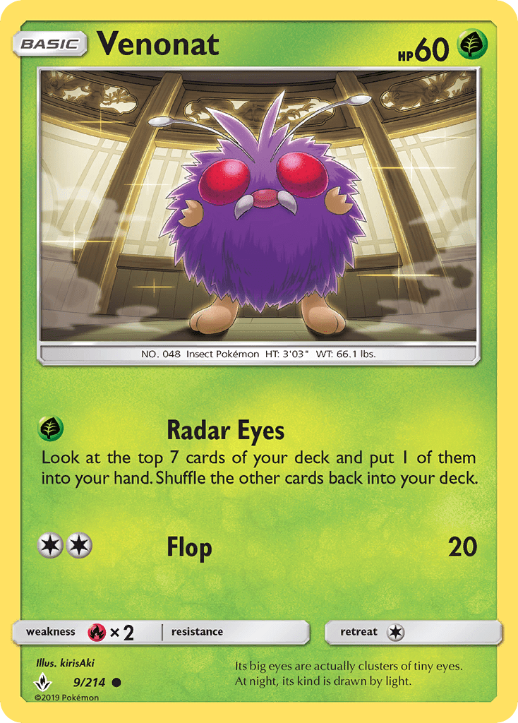 Venonat (9/214) [Sun & Moon: Unbroken Bonds] Pokemon Single Pokémon  | Multizone: Comics And Games