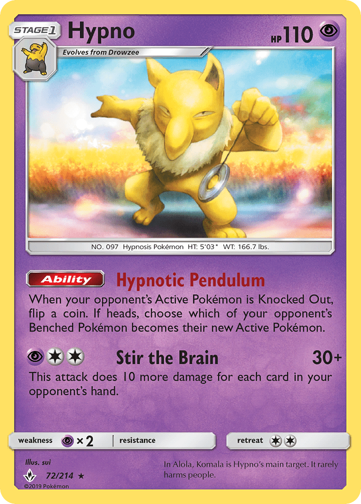 Hypno (72/214) [Sun & Moon: Unbroken Bonds] Pokemon Single Pokémon  | Multizone: Comics And Games