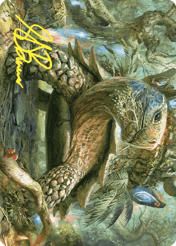 Blossoming Tortoise Art Card (Gold-Stamped Signature) [Wilds of Eldraine Art Series] MTG Single Magic: The Gathering  | Multizone: Comics And Games