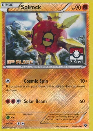 Solrock (64/146) (3rd Place League Challenge Promo) [XY: Base Set] Pokemon Single Pokémon  | Multizone: Comics And Games