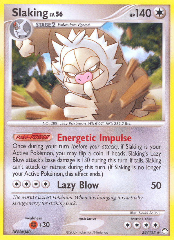 Slaking (34/123) [Diamond & Pearl: Mysterious Treasures] Pokemon Single Pokémon  | Multizone: Comics And Games