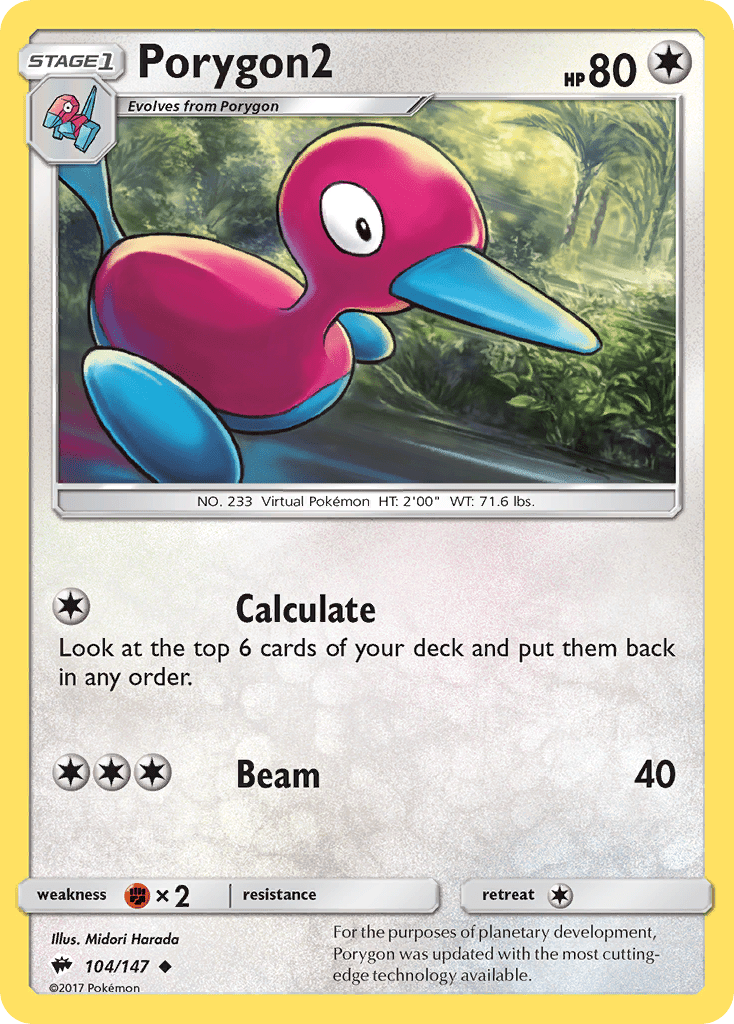 Porygon2 (104/147) [Sun & Moon: Burning Shadows] Pokemon Single Pokémon  | Multizone: Comics And Games