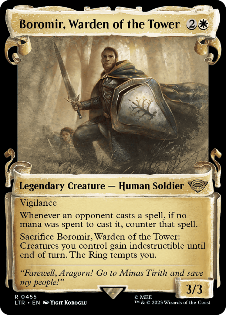 Boromir, Warden of the Tower [The Lord of the Rings: Tales of Middle-Earth Showcase Scrolls] MTG Single Magic: The Gathering  | Multizone: Comics And Games