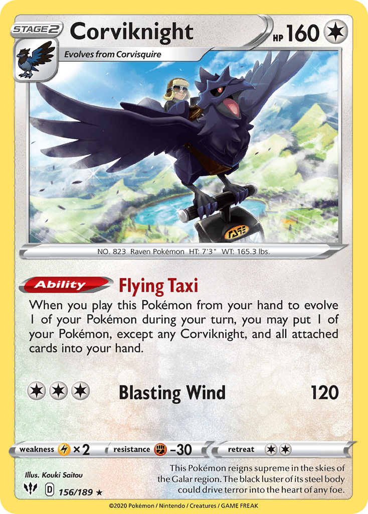 Corviknight (156/189) [Sword & Shield: Darkness Ablaze] Pokemon Single Pokémon  | Multizone: Comics And Games