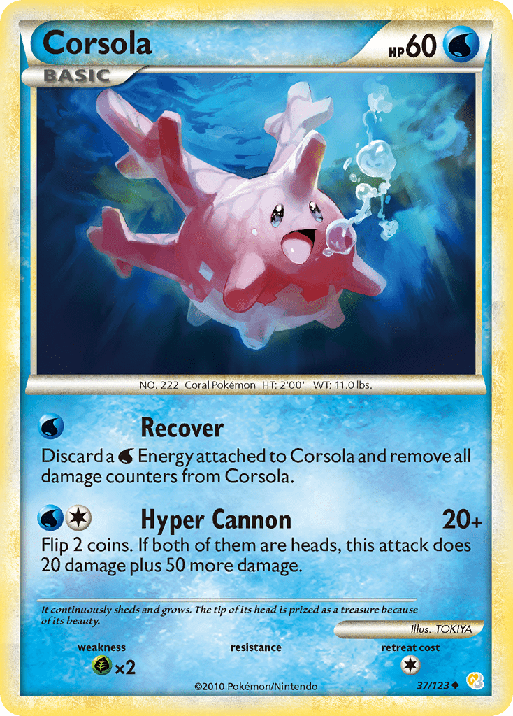 Corsola (37/123) [HeartGold & SoulSilver: Base Set] Pokemon Single Pokémon  | Multizone: Comics And Games