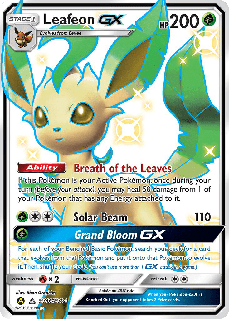 Leafeon GX (SV46/SV94) [Sun & Moon: Hidden Fates - Shiny Vault] Pokemon Single Pokémon  | Multizone: Comics And Games