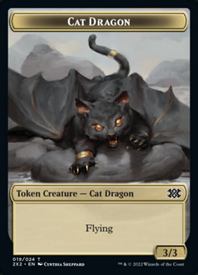 Cat Dragon // Monk Double-sided Token [Double Masters 2022 Tokens] MTG Single Magic: The Gathering  | Multizone: Comics And Games