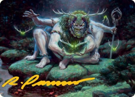 Myojin of Towering Might Art Card (Gold-Stamped Signature) [Kamigawa: Neon Dynasty Art Series] MTG Single Magic: The Gathering  | Multizone: Comics And Games