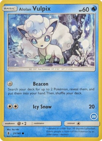 Alolan Vulpix (21/145) (Deck Exclusive #29) [Sun & Moon: Trainer Kit - Alolan Ninetales] Pokemon Single Pokémon  | Multizone: Comics And Games