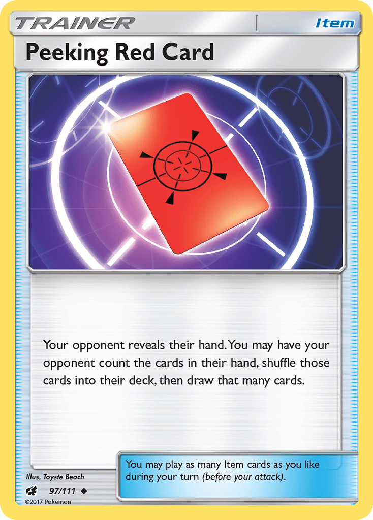Peeking Red Card (97/111) [Sun & Moon: Crimson Invasion] Pokemon Single Pokémon  | Multizone: Comics And Games