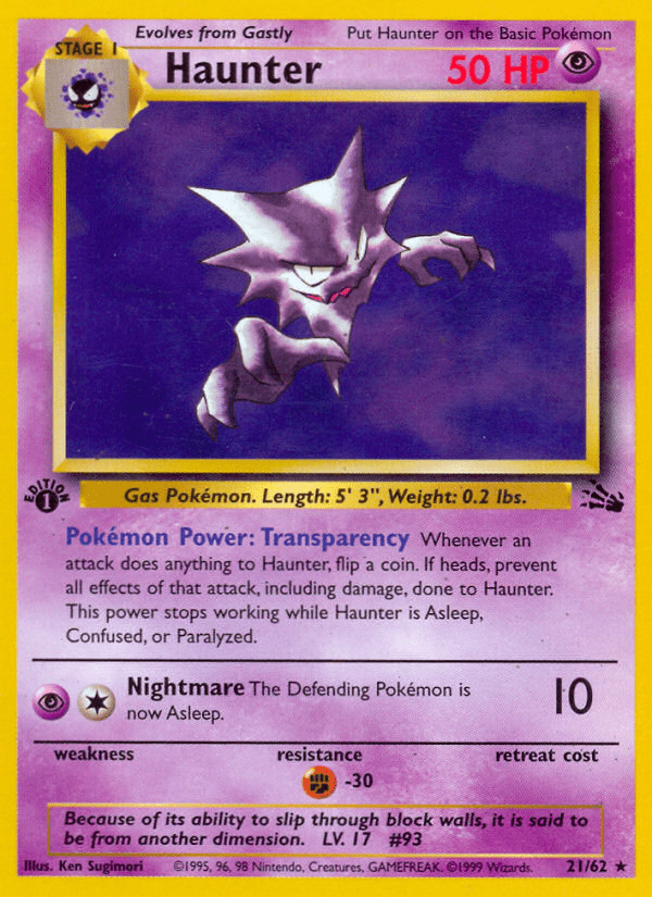 Haunter (21/62) [Fossil 1st Edition] Pokemon Single Pokémon  | Multizone: Comics And Games