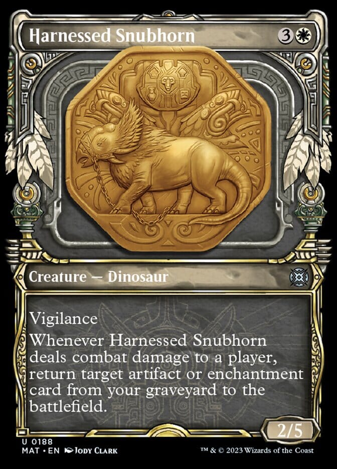 Harnessed Snubhorn (Showcase Halo Foil) [March of the Machine: The Aftermath] MTG Single Magic: The Gathering  | Multizone: Comics And Games