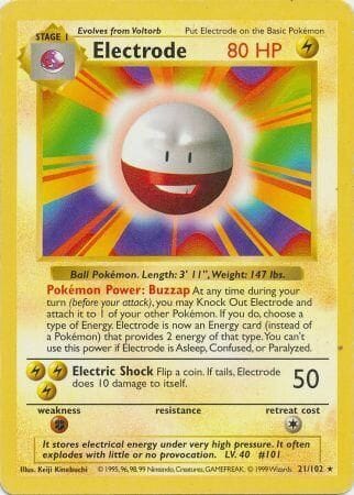 Electrode (21/102) [Base Set Shadowless Unlimited] Pokemon Single Pokémon  | Multizone: Comics And Games