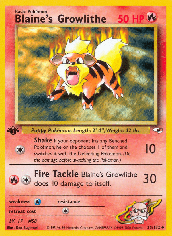 Blaine's Growlithe (35/132) [Gym Heroes 1st Edition] Pokemon Single Pokémon  | Multizone: Comics And Games