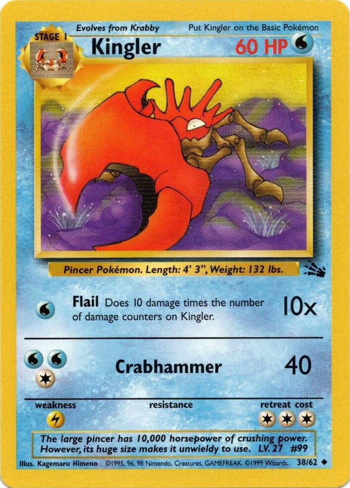 Kingler (38/62) [Fossil Unlimited] Pokemon Single Pokémon  | Multizone: Comics And Games