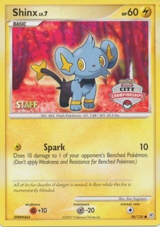 Shinx (98/130) (Staff City Championships Promo) [Nintendo: Black Star Promos] Pokemon Single Pokémon  | Multizone: Comics And Games