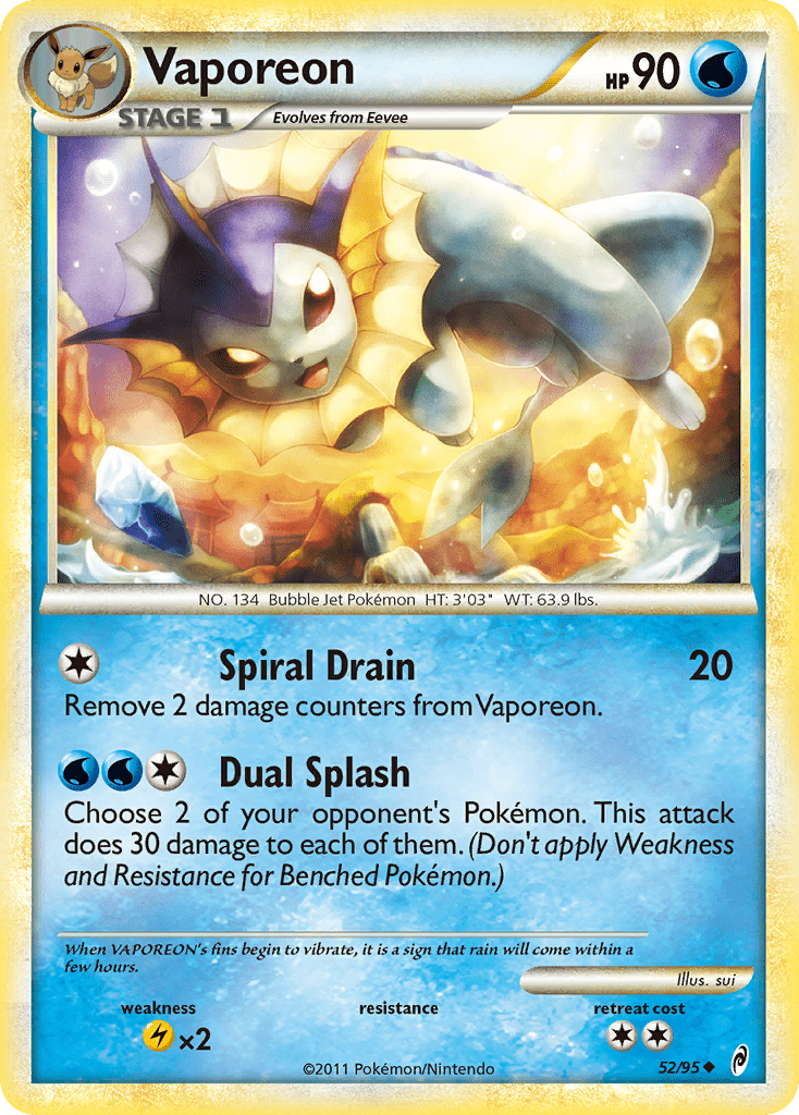 Vaporeon (52/95) [HeartGold & SoulSilver: Call of Legends] Pokemon Single Pokémon  | Multizone: Comics And Games