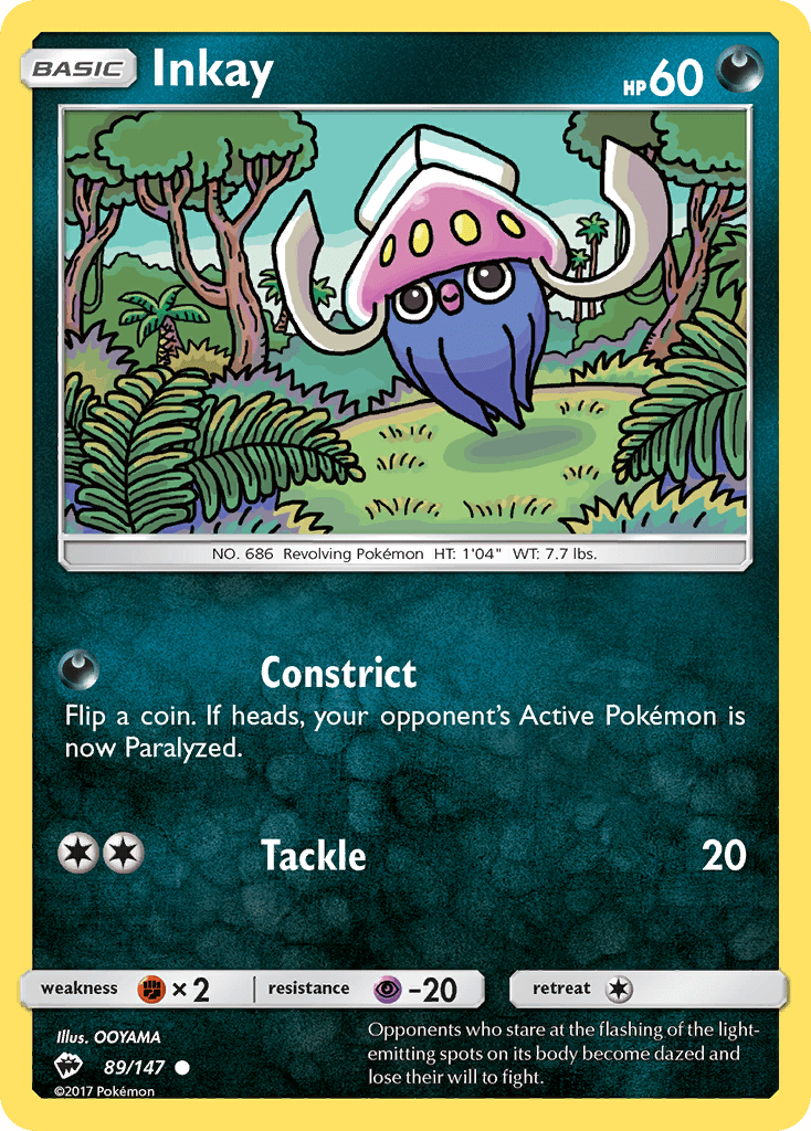 Inkay (89/147) [Sun & Moon: Burning Shadows] Pokemon Single Pokémon  | Multizone: Comics And Games