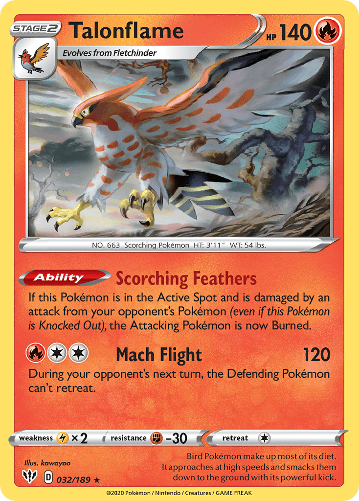 Talonflame (032/189) [Sword & Shield: Darkness Ablaze] Pokemon Single Pokémon  | Multizone: Comics And Games