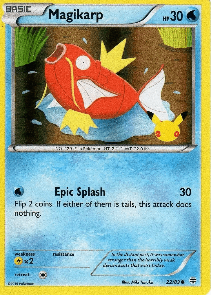 Magikarp (22/83) (20th Anniversary Stamp) [XY: Generations] Pokemon Single Pokémon  | Multizone: Comics And Games