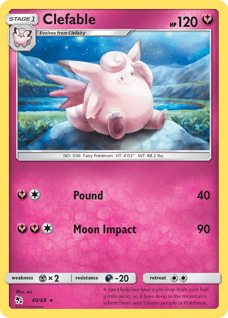 Clefable (40/68) [Sun & Moon: Hidden Fates] Pokemon Single Pokémon  | Multizone: Comics And Games